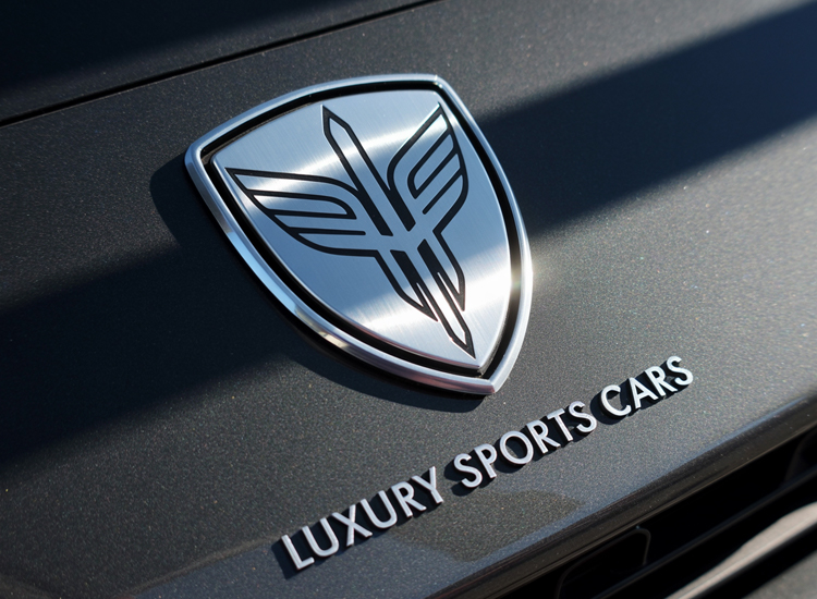 custom automotive emblems and metal nameplates used on modern EV and smart car designs